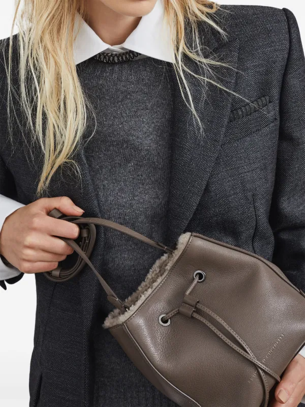 【★カジュアル★】Brunello Cucinelli ☆ BC Duoバケットバッグ レディース 向け ダークデニム デニム BC Duo バケットバッグ（S