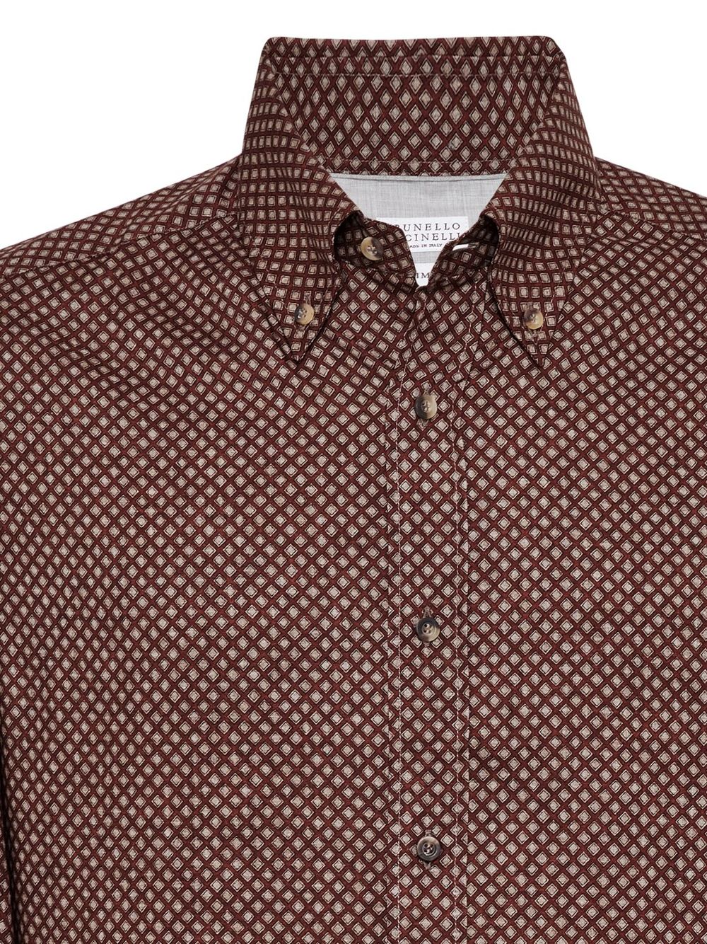 Brunello Cucinelli geometric-pattern cotton shirt Men