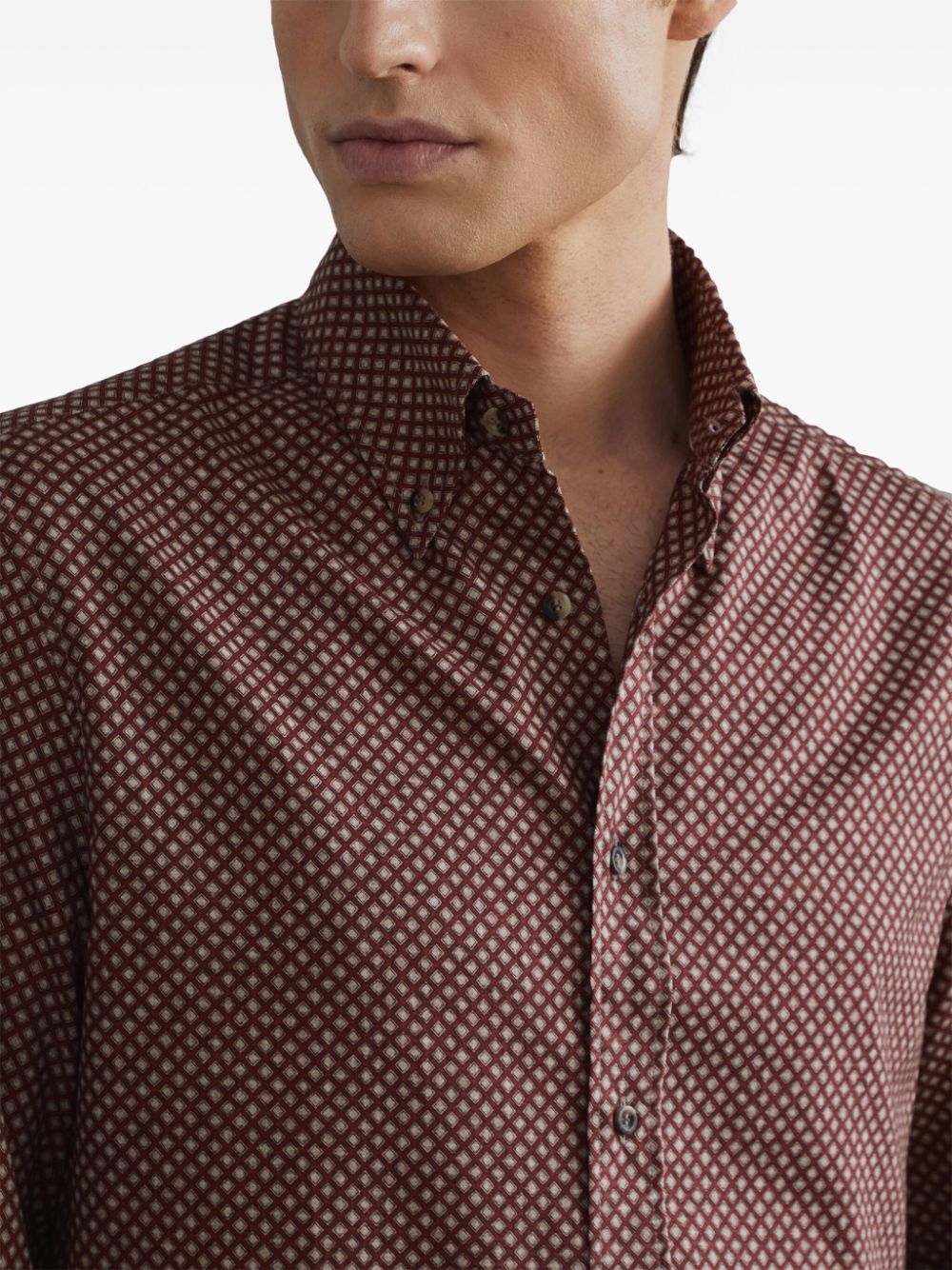 Brunello Cucinelli geometric-pattern cotton shirt Men