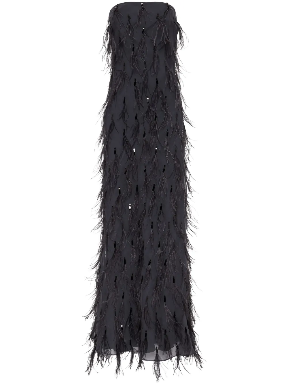 Brunello Cucinelli feather-detail gown - Black