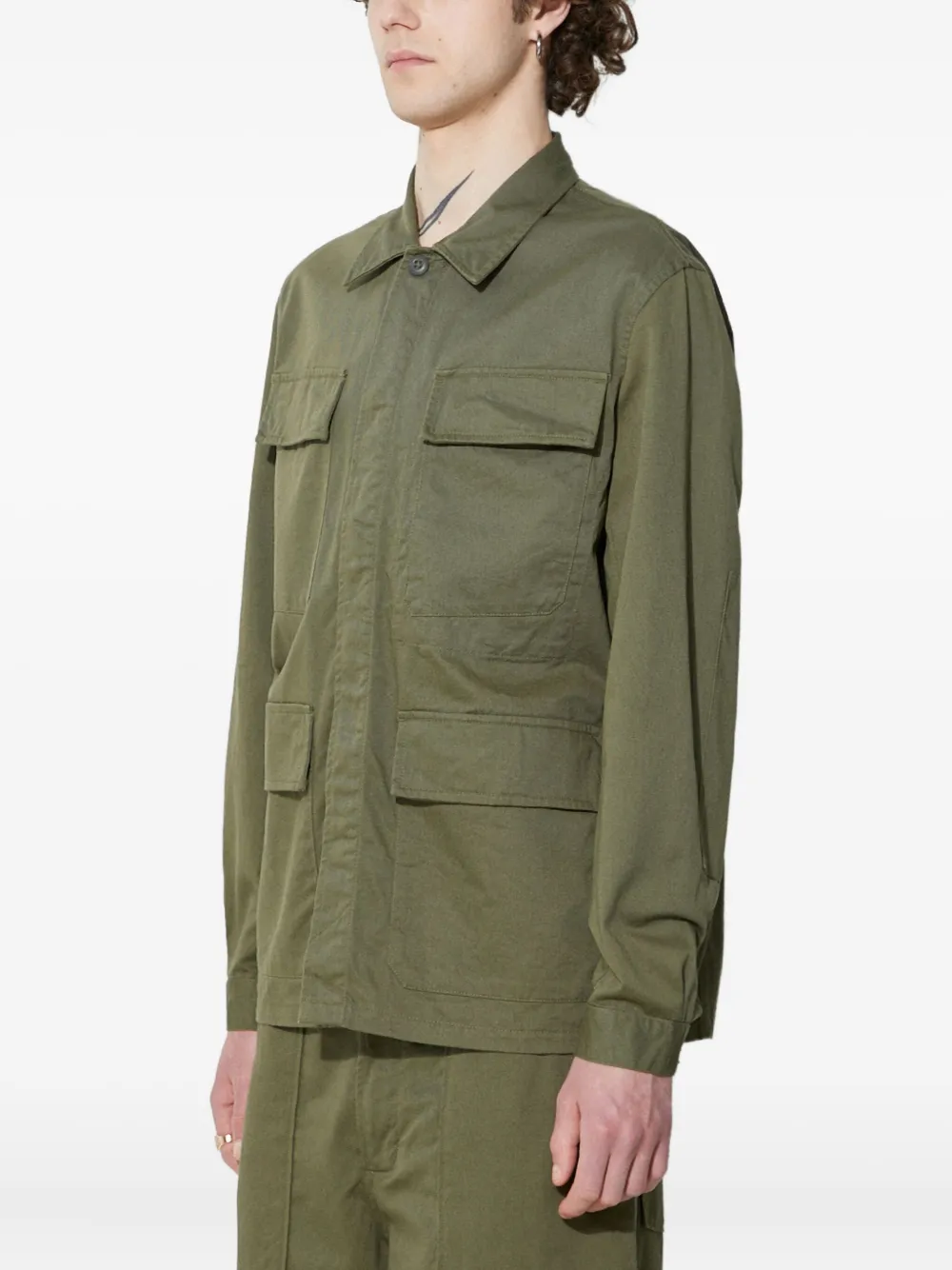 Universal Works Fatigue collared cotton jacket | Shirt Jackets | Image 2