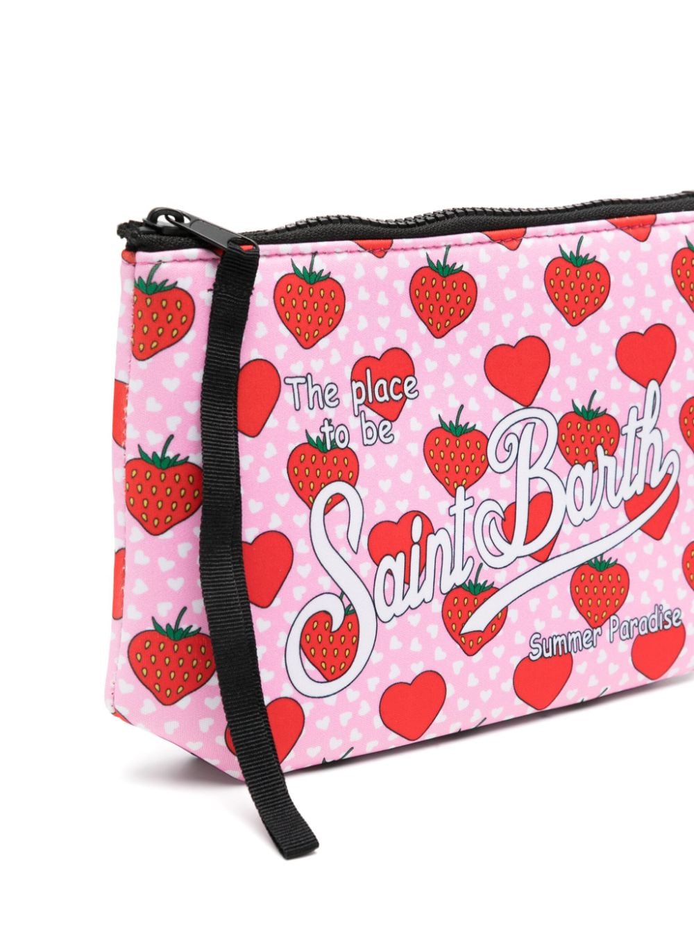 Shop Mc2 Saint Barth Aline Strawberry-print Pouch In 粉色