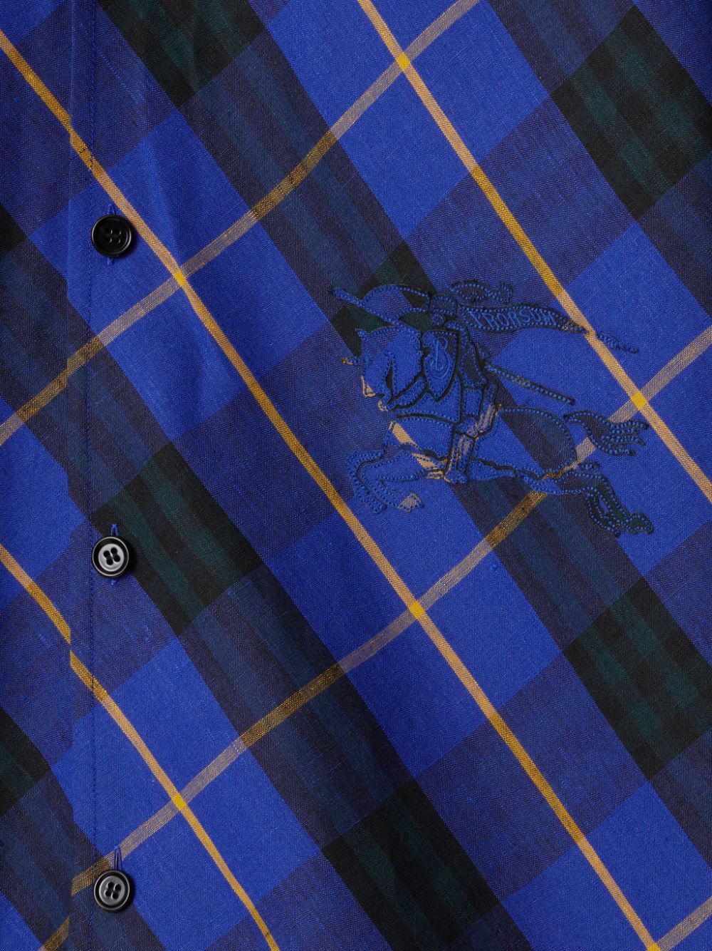 Shop Burberry Equestrian Knight Checked Shirt In Blue