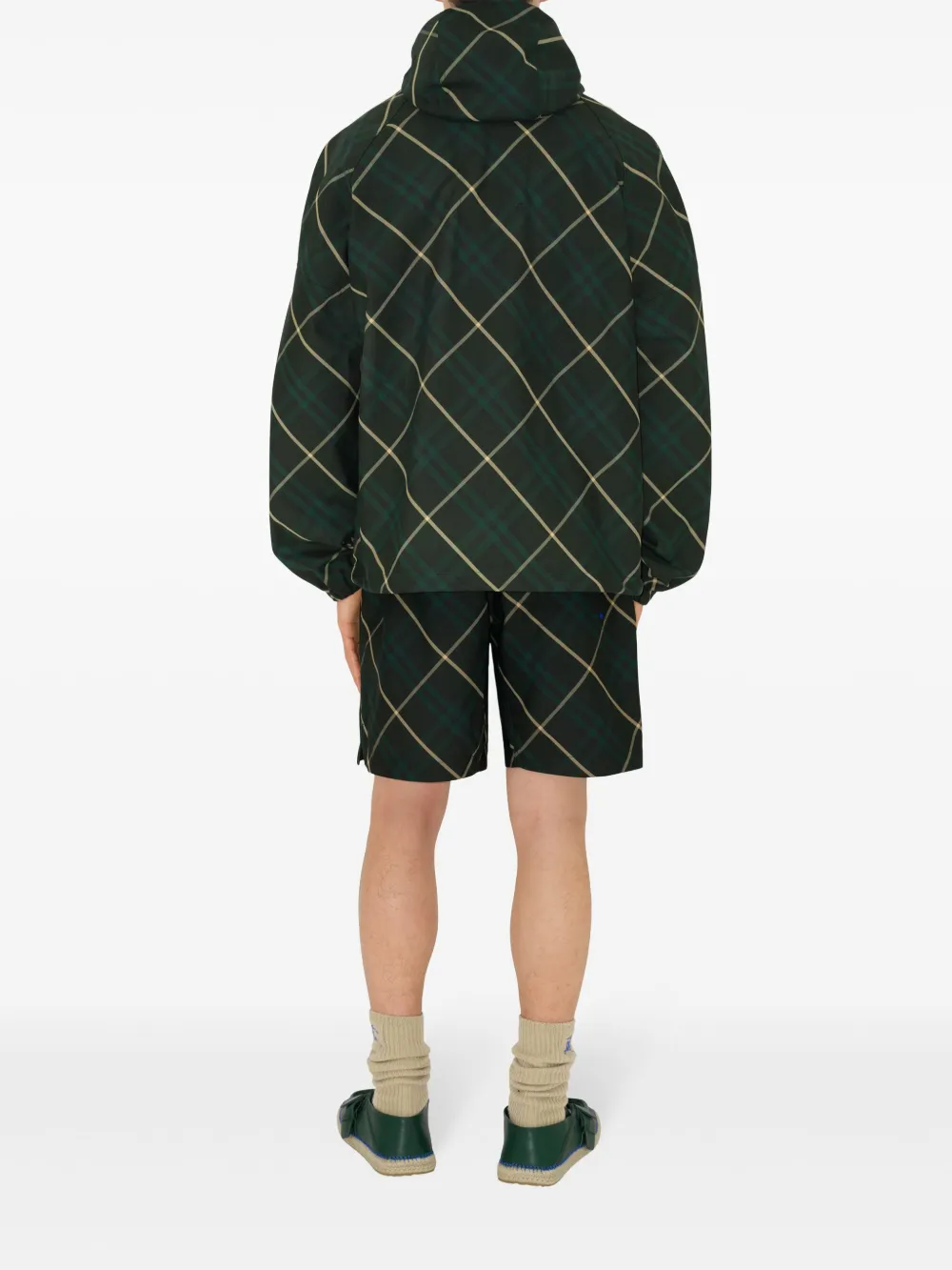 Burberry Geruit twill jack met capuchon Groen