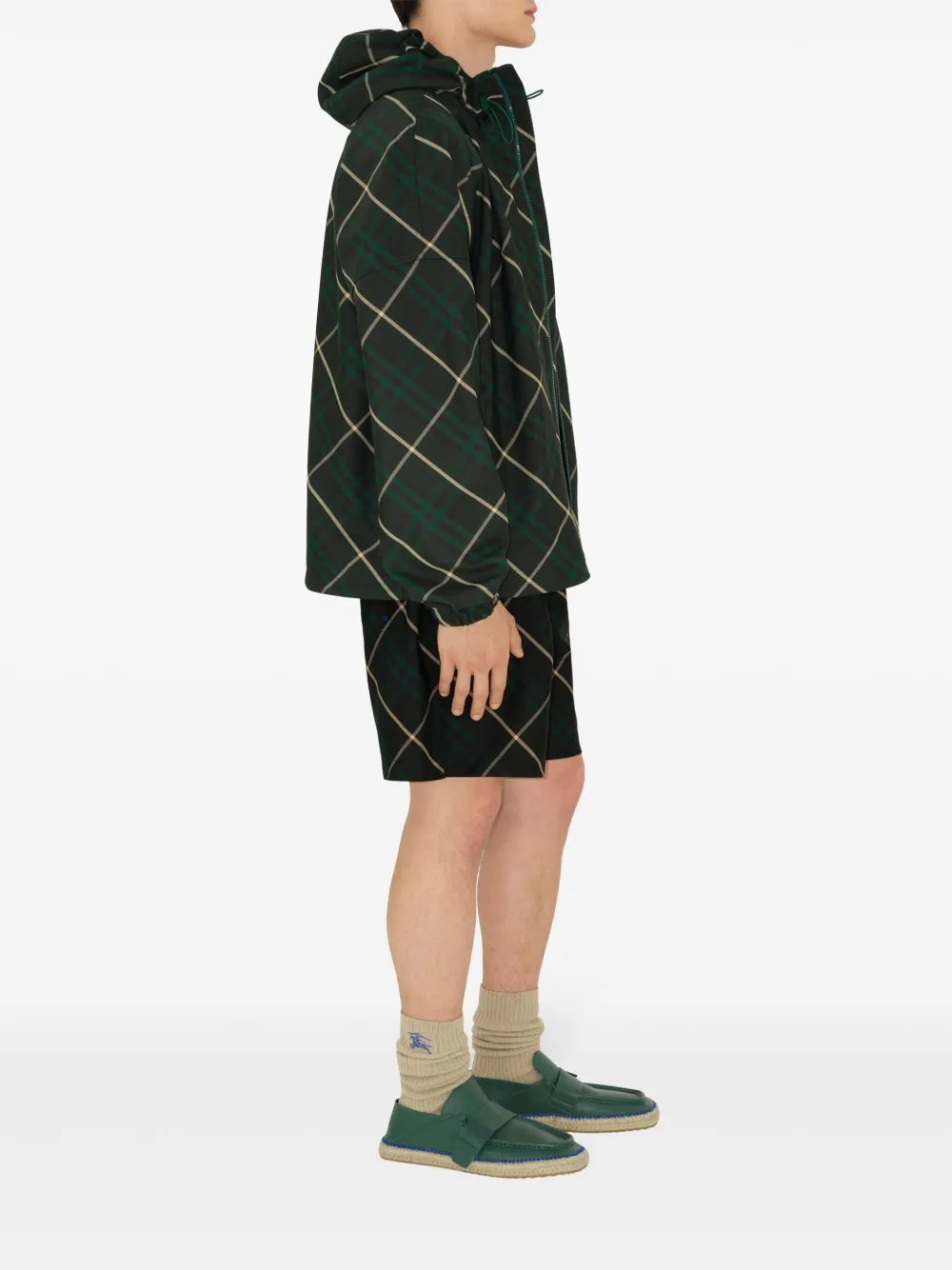 Burberry Geruit twill jack met capuchon Groen