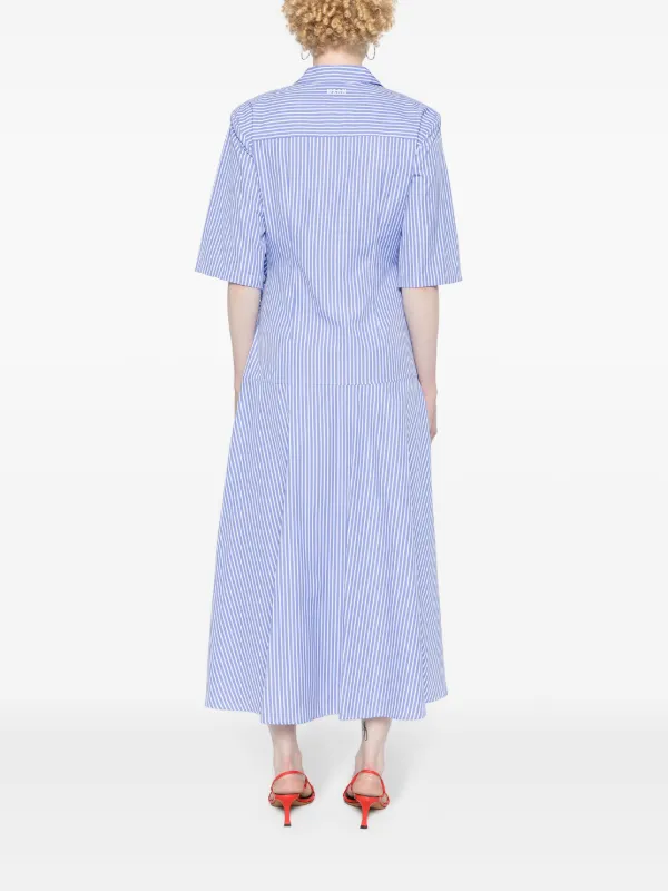 MSGM Wraparound Striped Midi Dress Blue FARFETCH AZ