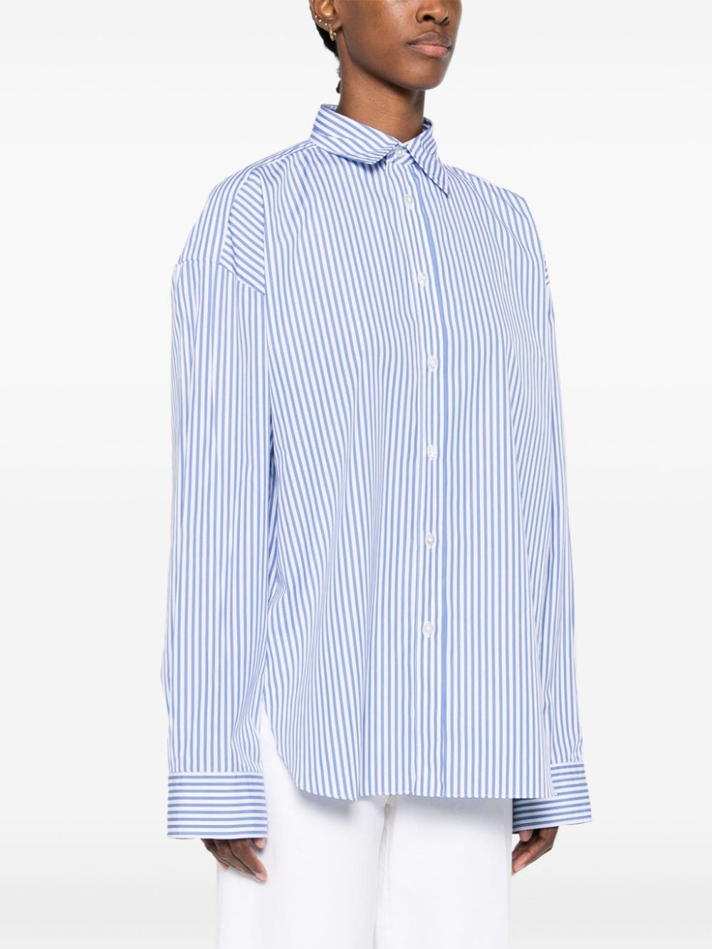 Shop Finamore 1925 Napoli Striped Cotton Shirt In Blue