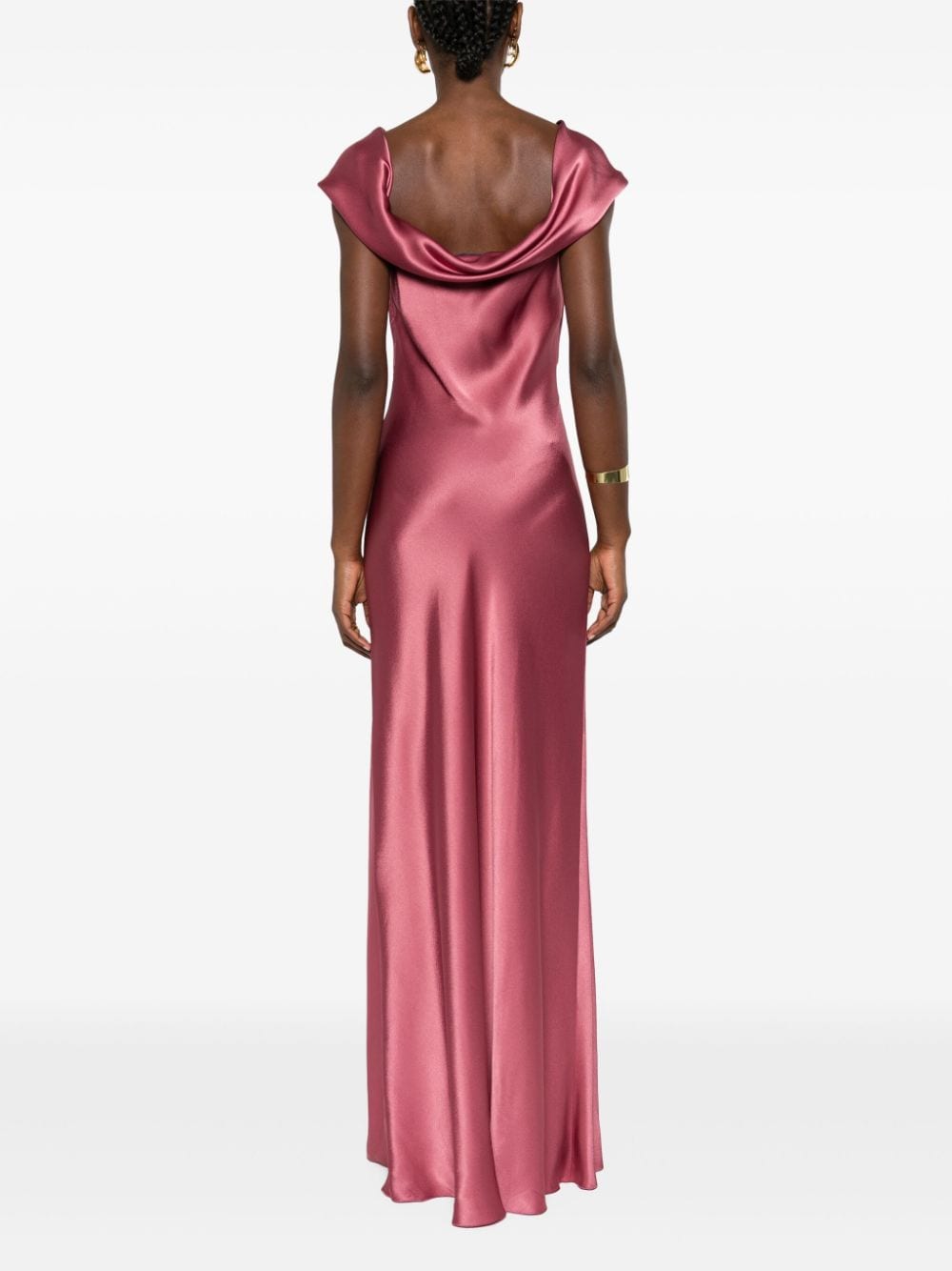 Shop Alberta Ferretti Long Satin Dress In Pink