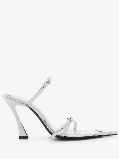 Mugler 100mm metallic-leather mules 
