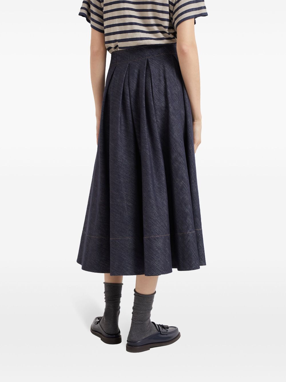 Brunello Cucinelli pleated denim midi skirt Women