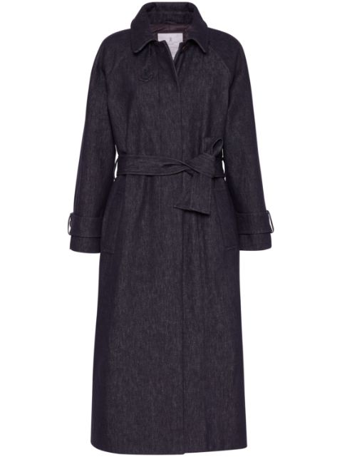 Brunello Cucinelli denim belted trench coat