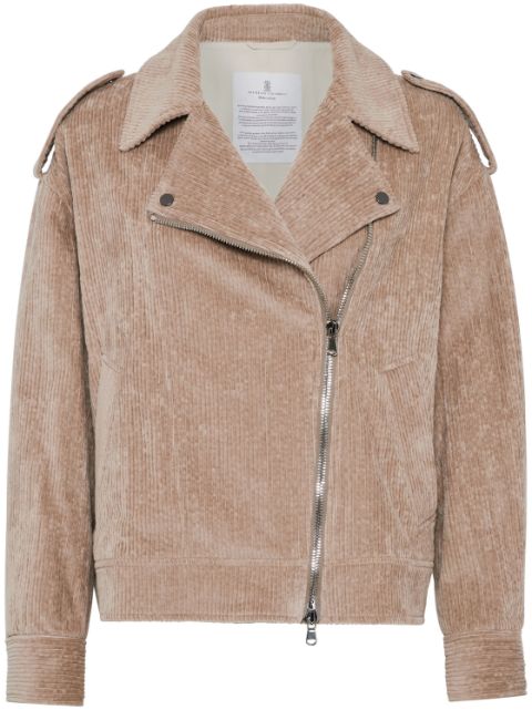 Brunello Cucinelli padded corduroy biker jacket