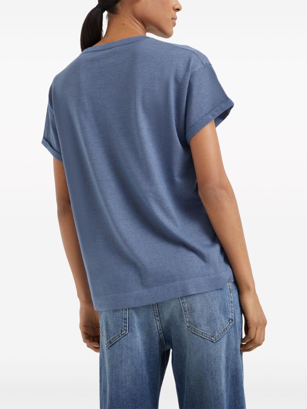 Brunello Cucinelli T-shirt van kasjmierblend Blauw