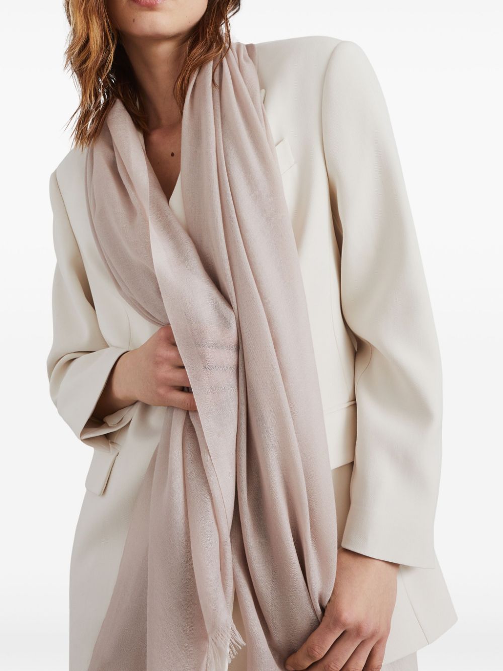 Shop Brunello Cucinelli Fringed Cashmere-silk Scarf In Pink