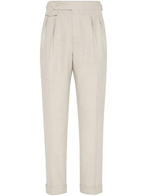 Brunello Cucinelli pressed-crease tapered trousers