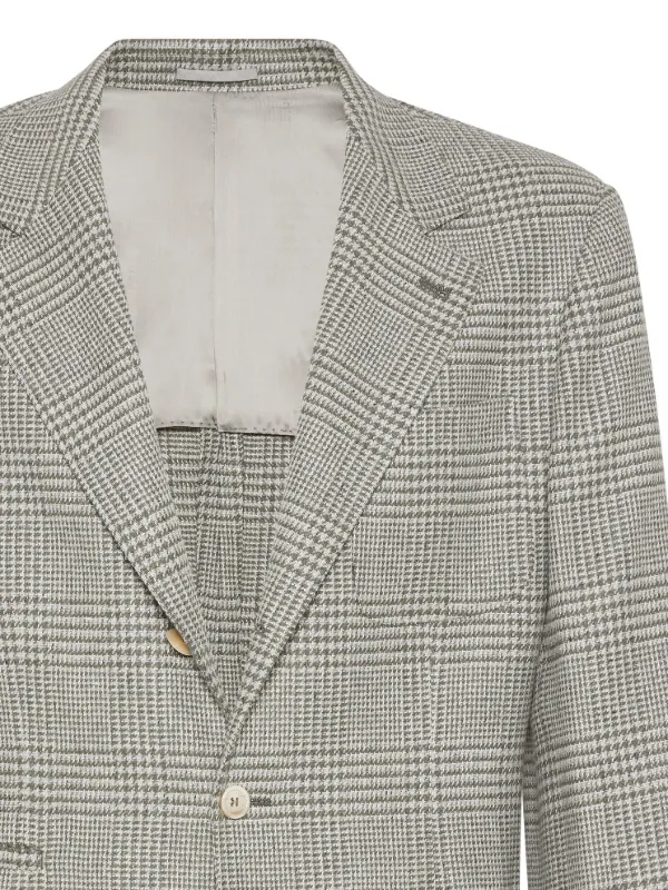 Brunello Cucinelli single-breasted Checked Blazer | Green
