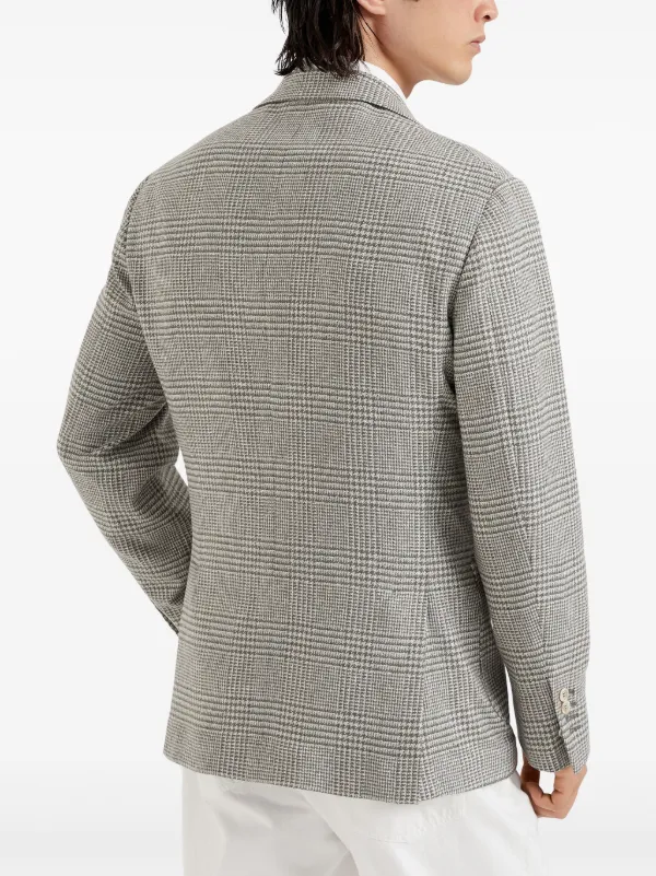 Brunello Cucinelli single-breasted Checked Blazer | Green
