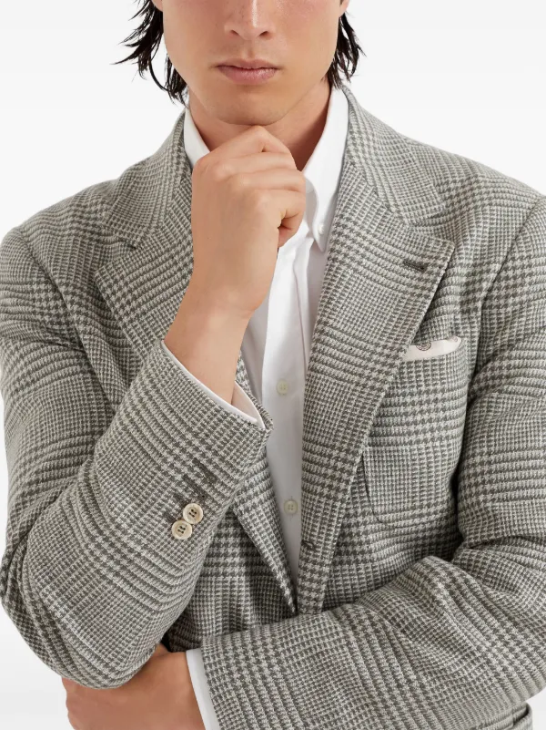 Brunello Cucinelli single-breasted Checked Blazer | Green