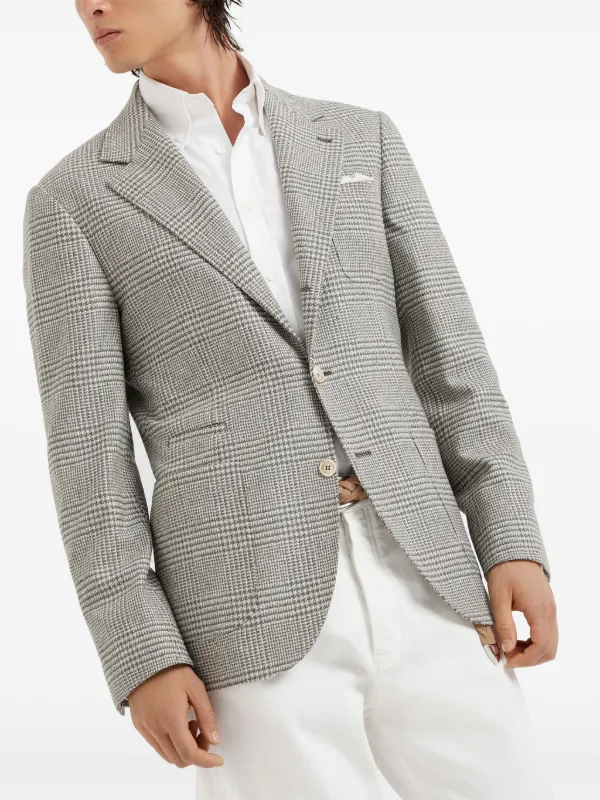 Brunello Cucinelli single-breasted Checked Blazer | Green | FARFETCH