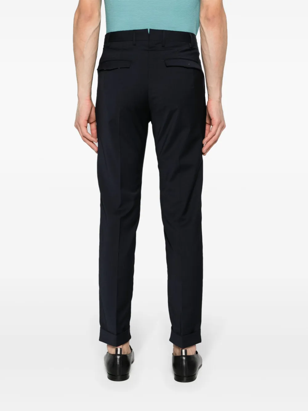 Shop Pt Torino Travel Mid-rise Tapered Trousers In Blue