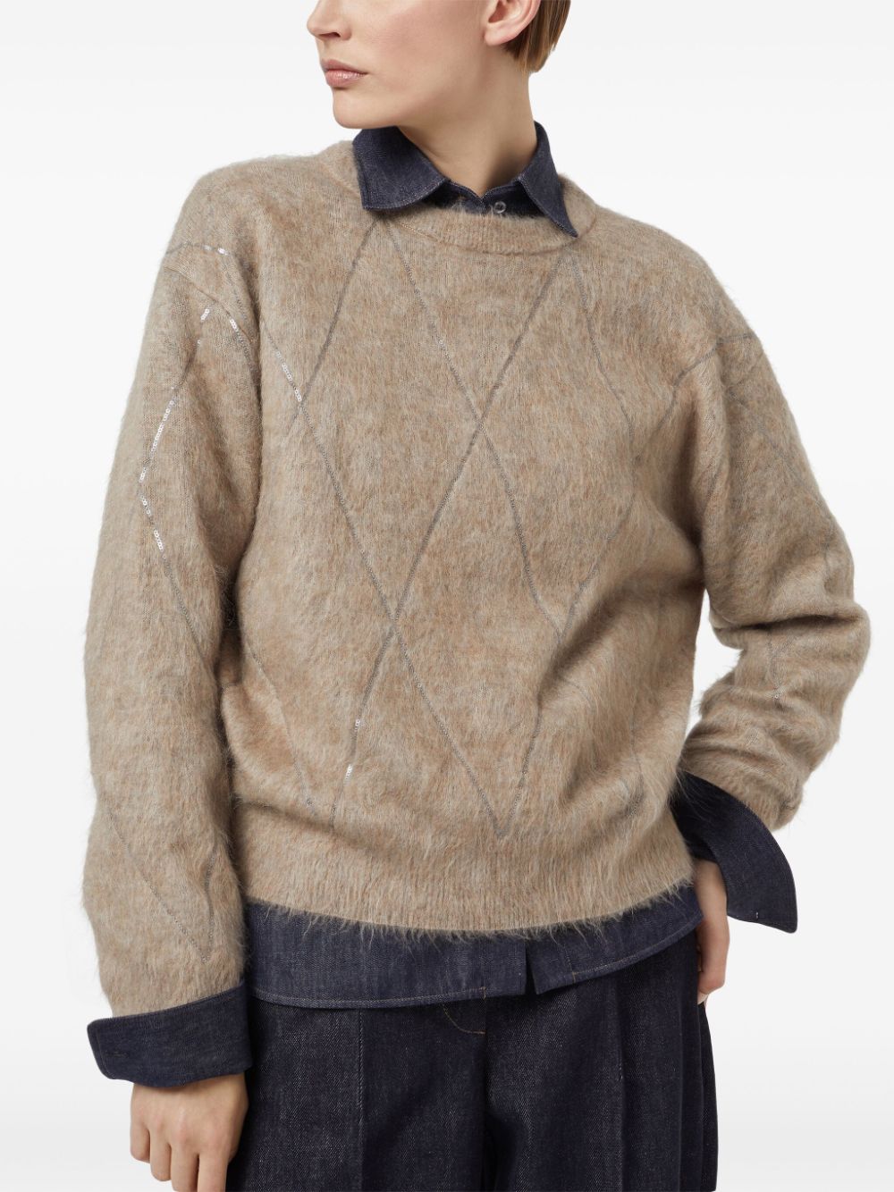 Buy cheap Brunello Cucinelli sequin-embellished knitted jumper Women