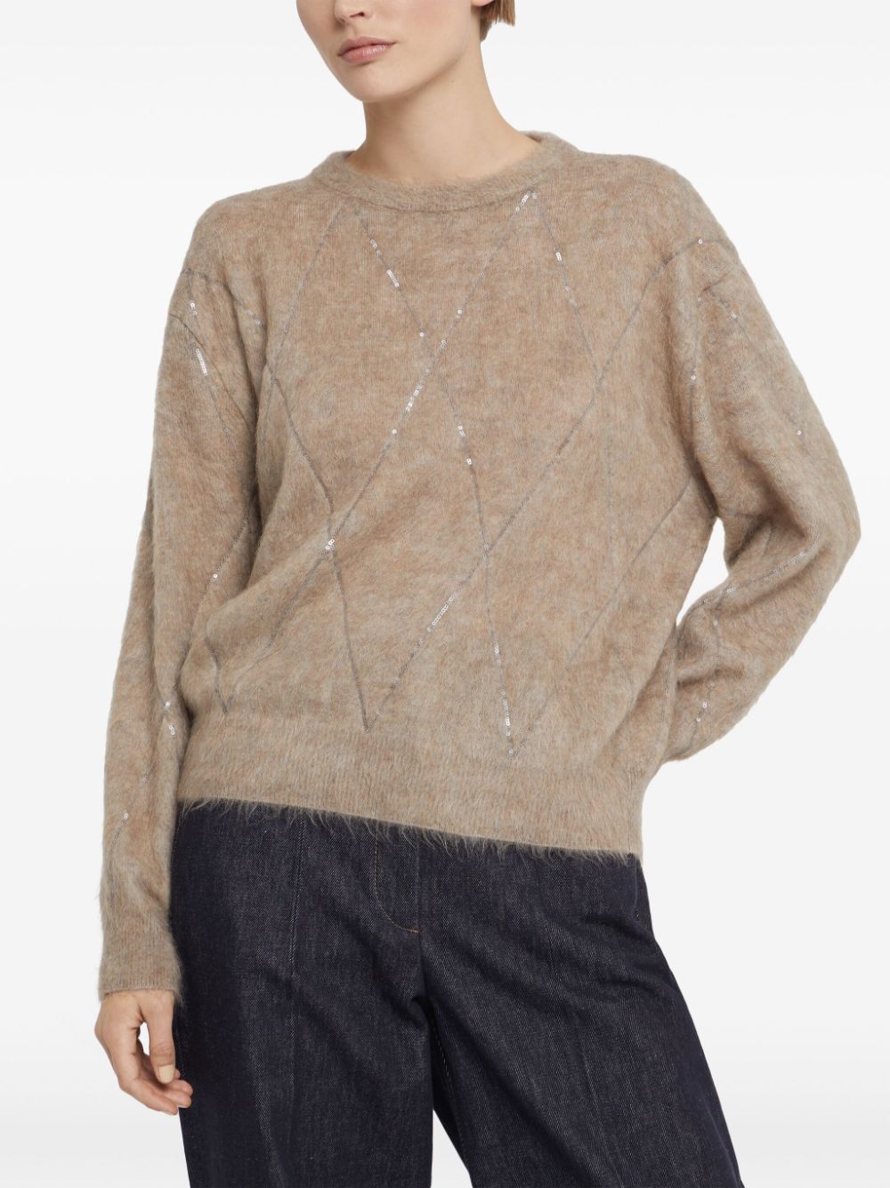 Buy cheap Brunello Cucinelli sequin-embellished knitted jumper Women