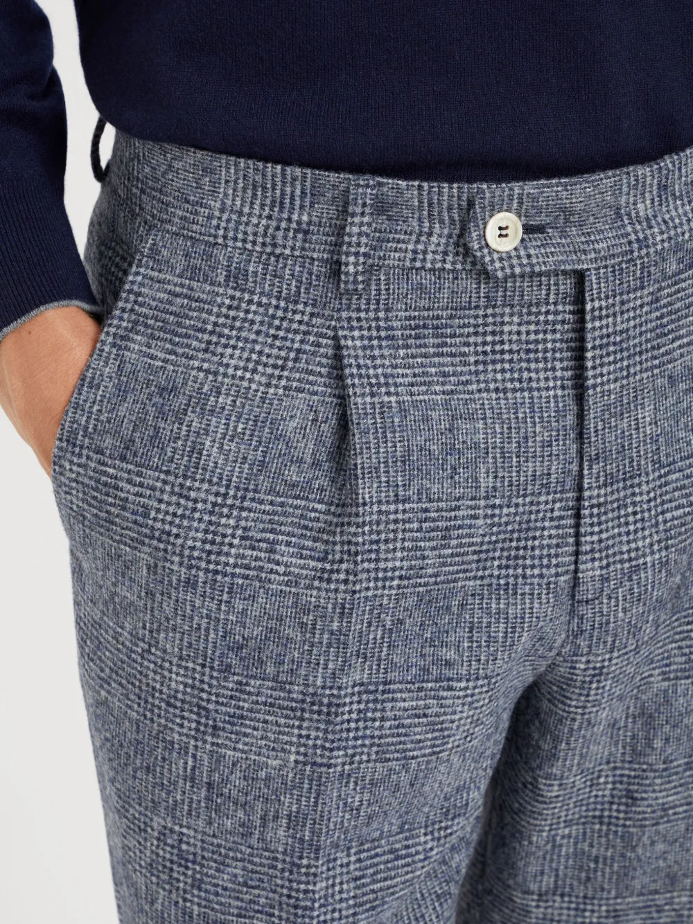 Brunello Cucinelli Prince of Wales geruite plooibroek Blauw