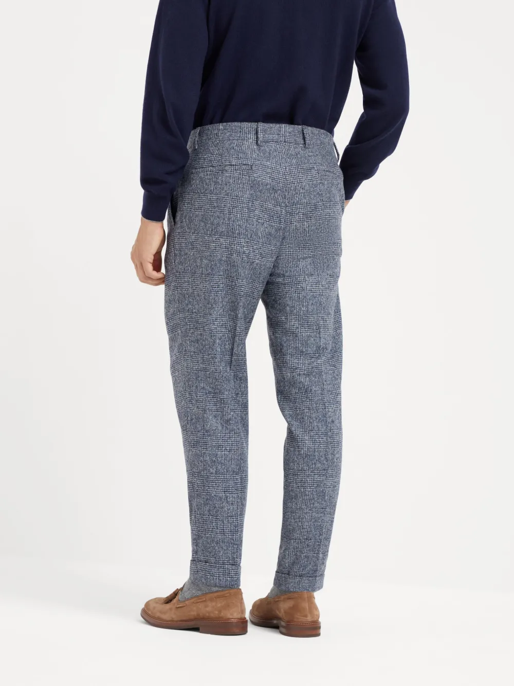 Brunello Cucinelli Prince of Wales geruite plooibroek Blauw