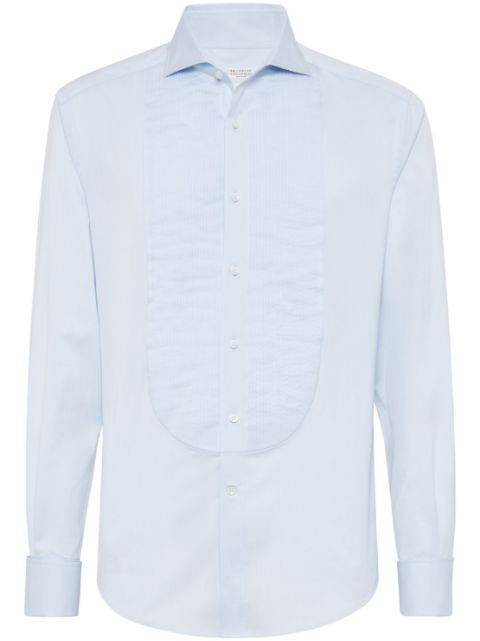 Brunello Cucinelli long-sleeve pleated bib shirt Men