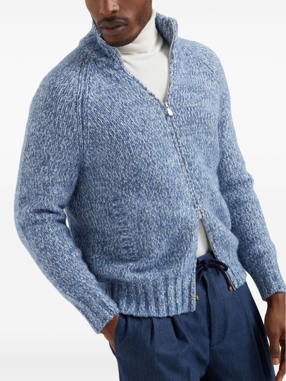 Brunello Cucinelli melange-effect zip-up cardigan Men