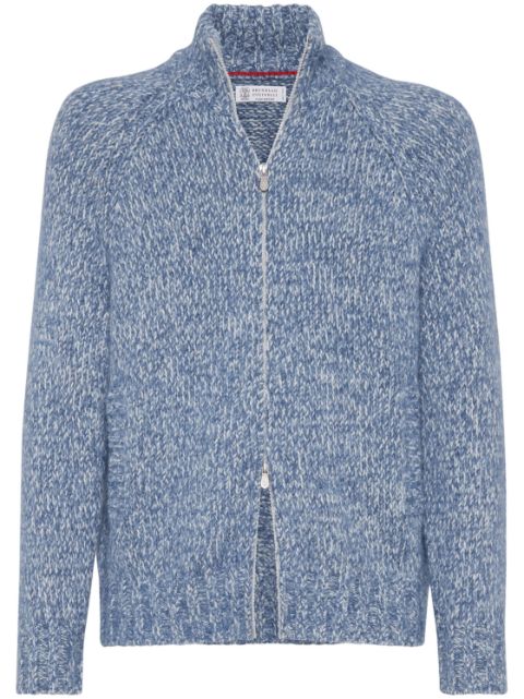 Brunello Cucinelli melange-effect zip-up cardigan Men