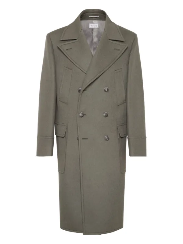 Brunello Cucinelli double-breasted Wool Coat | Green | FARFETCH