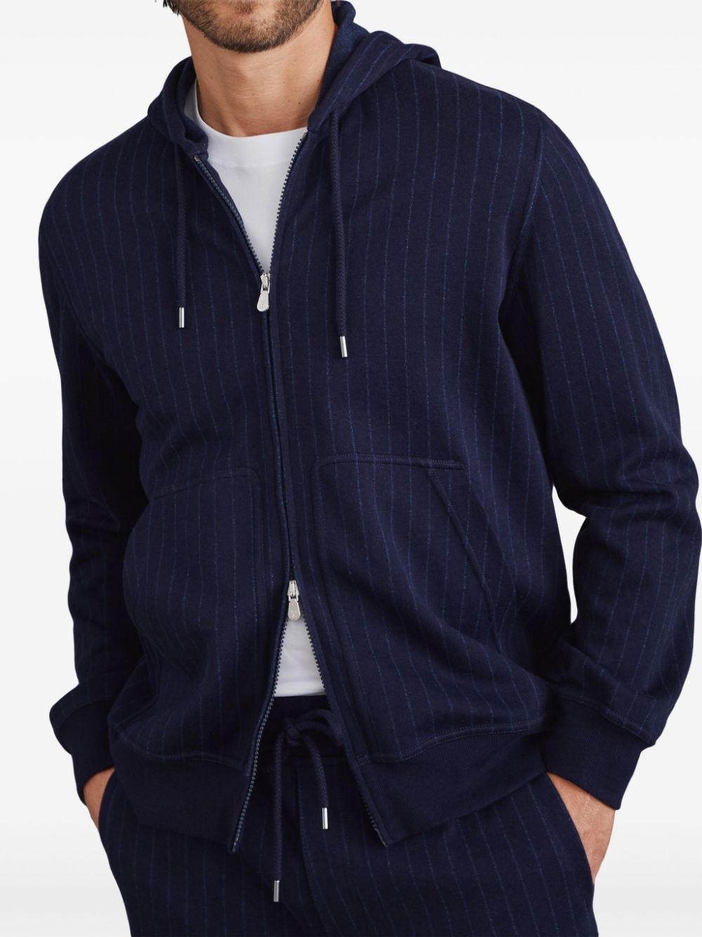 Brunello Cucinelli pinstriped zip-up hoodie Men