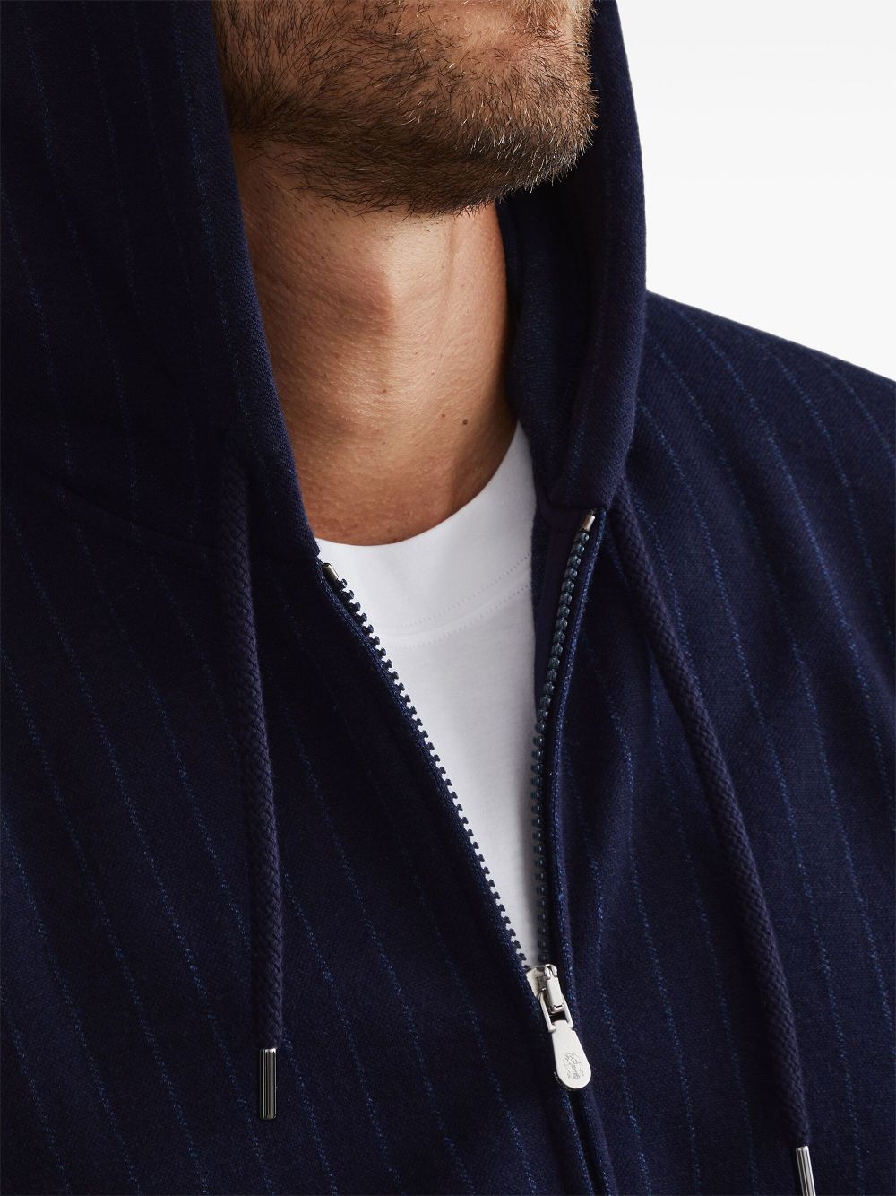 Brunello Cucinelli pinstriped zip-up hoodie Men