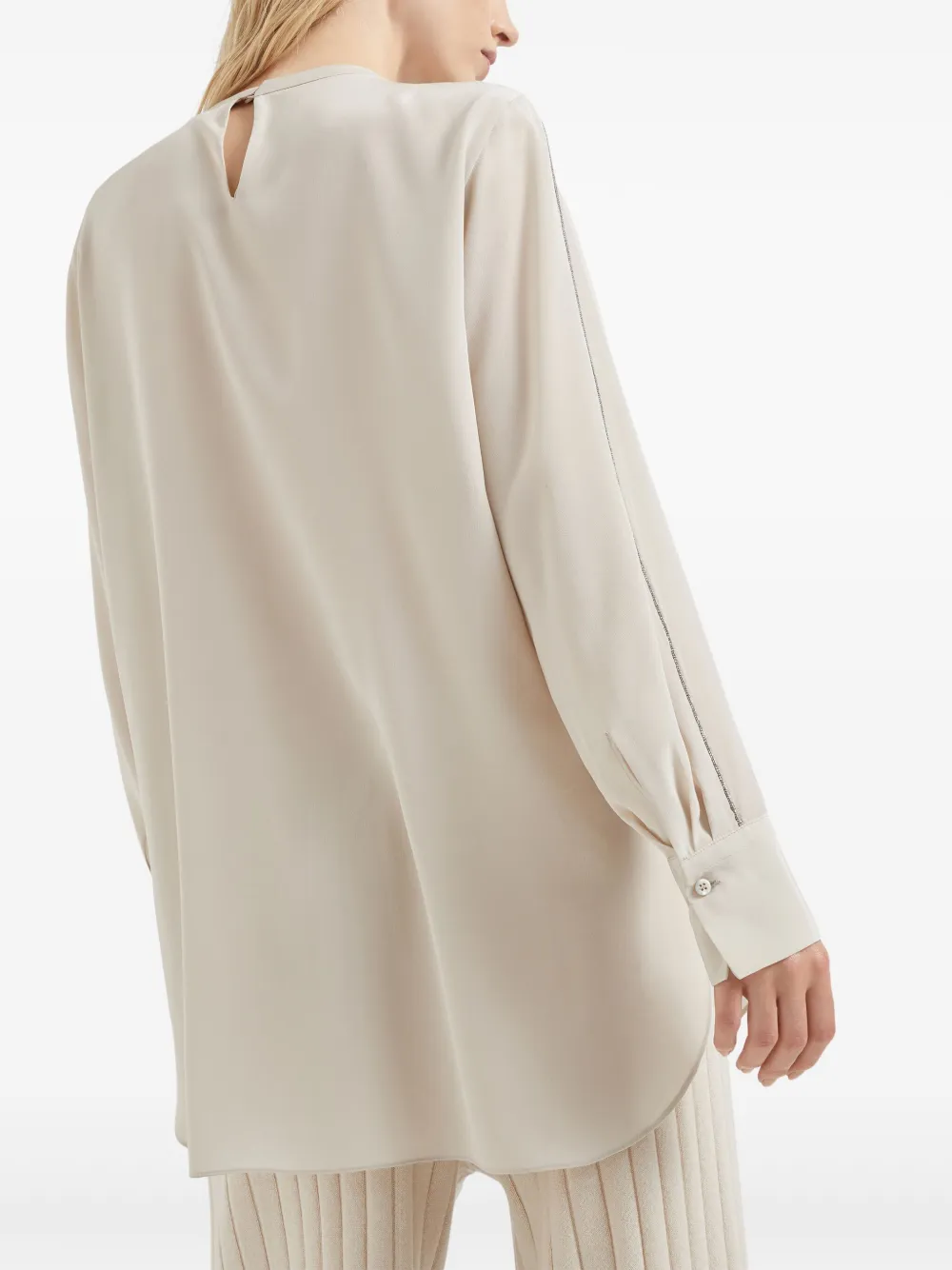 Brunello Cucinelli Blouse met monili ketting Beige