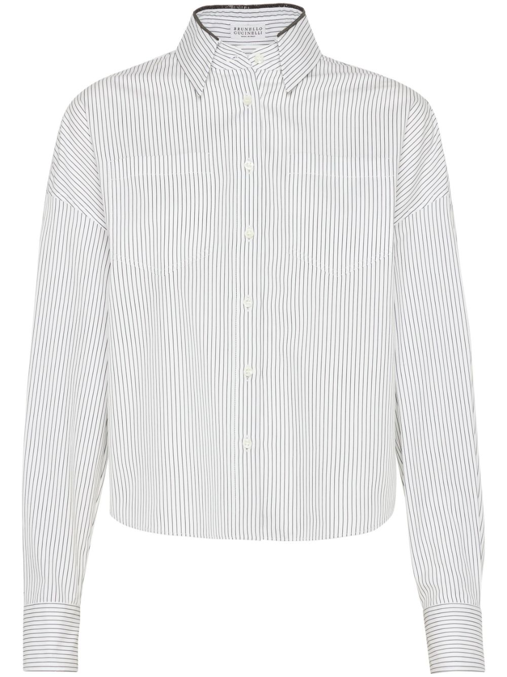 Brunello Cucinelli striped poplin shirt - White