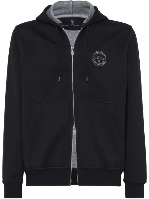 Brunello Cucinelli logo-print zipped hoodie