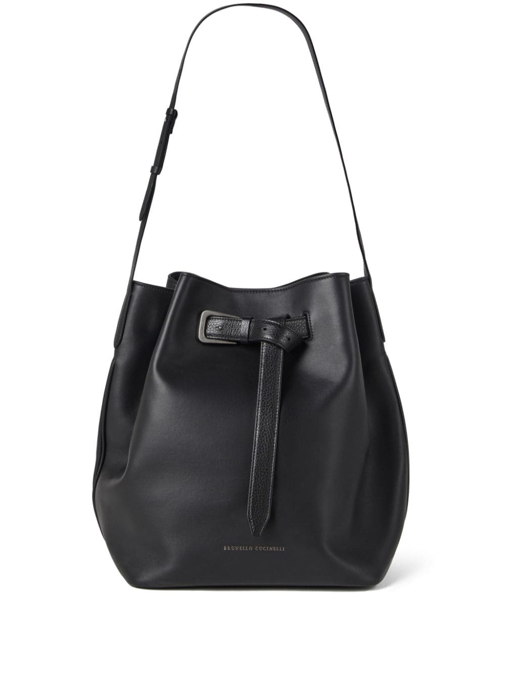 Brunello Cucinelli Buckle-fastening Leather Bucket Bag In Black