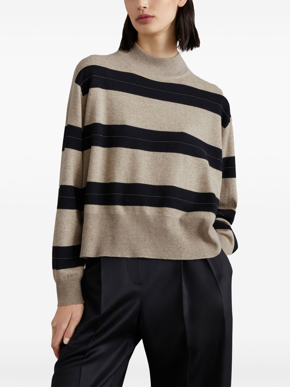 Brunello Cucinelli striped mock-neck jumper Women