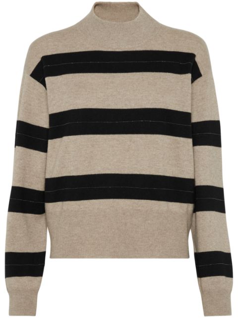 Brunello Cucinelli striped mock-neck jumper Women