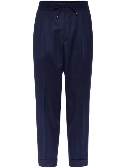 Brunello Cucinelli drawstring-waistband wool tapered trousers