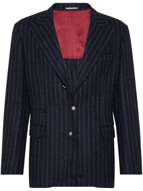 Brunello Cucinelli single-breasted striped blazer Men