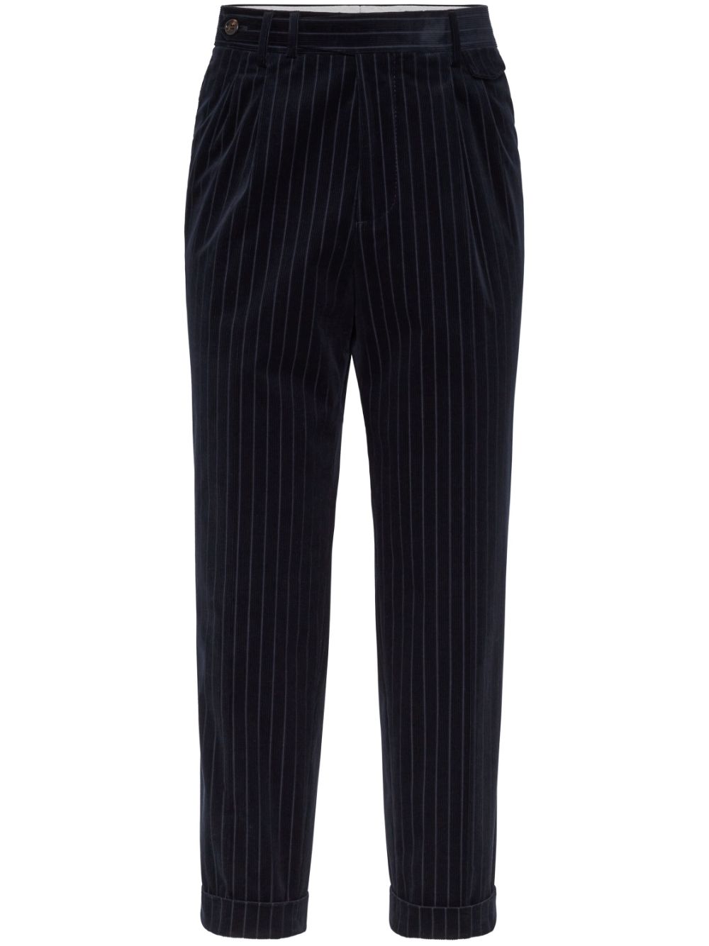 Brunello Cucinelli striped cotton tapered trousers - Blue