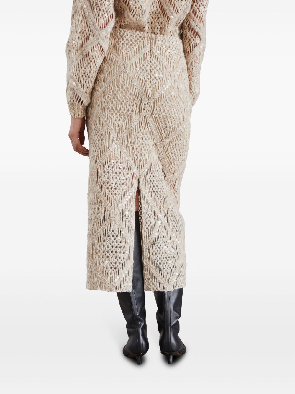 Where to purchase Brunello Cucinelli argyle-embroidered knitted skirt Women