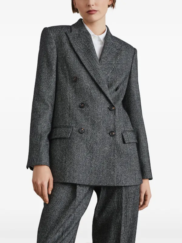Brunello Cucinelli ヘリンボーン ダブルジャケット | グレー