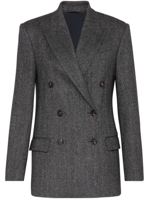 Brunello Cucinelli double-breasted herringbone blazer Women