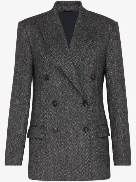 Brunello Cucinelli blazer con doble botonadura y estampado de espiga