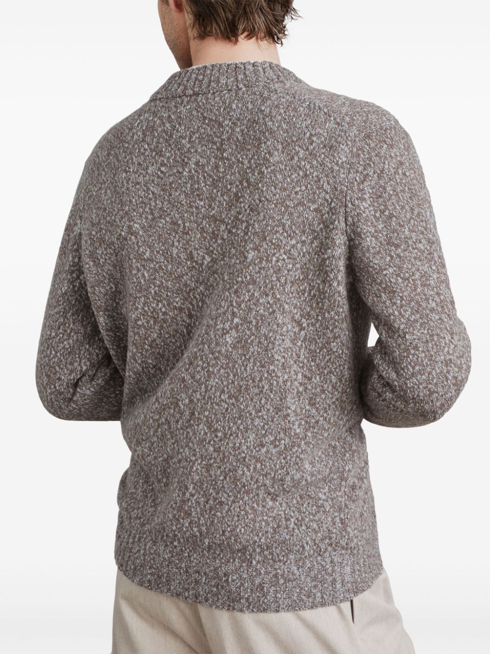 Shop Brunello Cucinelli Mélange-effet Long-sleeved Jumper In Brown