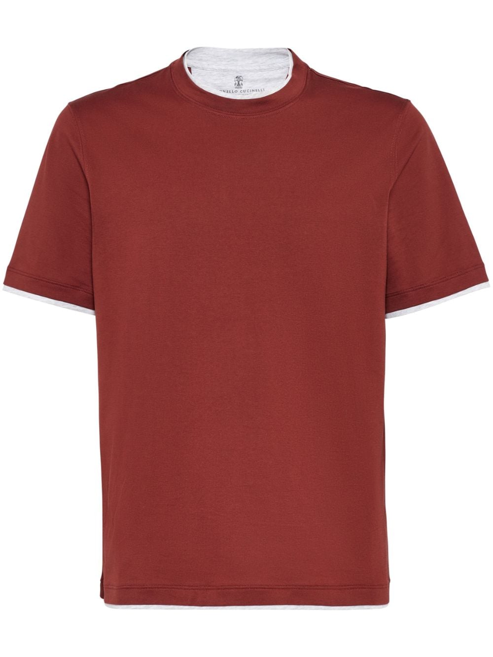 Brunello Cucinelli T-shirt met contrasterende afwerking en ronde hals Rood