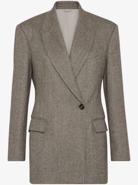 Brunello Cucinelli Blazer com padronagem espinha de peixe
